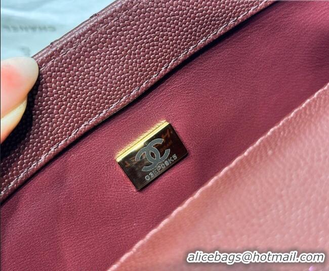 Good Quality Chanel Grained Calfskin Long Maxi Flap Bag with Top Handle AS6091 Burgundy 2026
