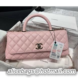 Top Quality Chanel Grained Calfskin Long Maxi Flap Bag with Top Handle AS6091 Pink 2026