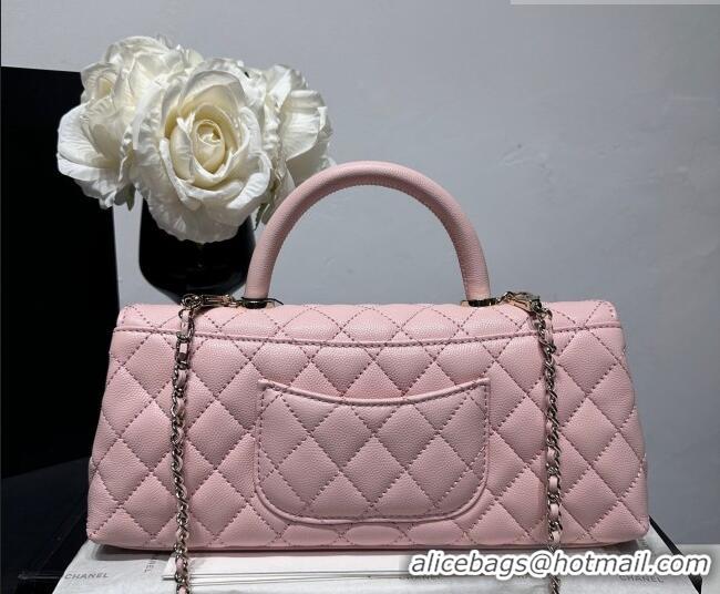 Top Quality Chanel Grained Calfskin Long Maxi Flap Bag with Top Handle AS6091 Pink 2026