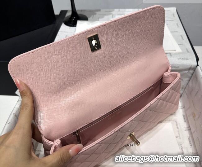 Top Quality Chanel Grained Calfskin Long Maxi Flap Bag with Top Handle AS6091 Pink 2026
