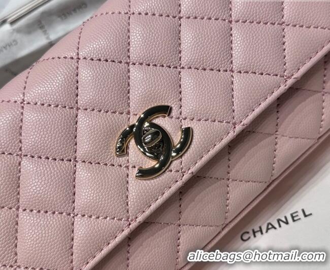 Top Quality Chanel Grained Calfskin Long Maxi Flap Bag with Top Handle AS6091 Pink 2026