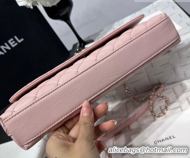Top Quality Chanel Grained Calfskin Long Maxi Flap Bag with Top Handle AS6091 Pink 2026