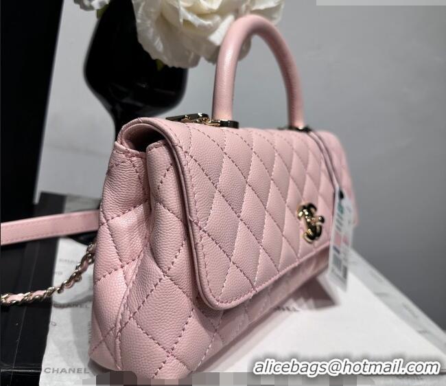 Top Quality Chanel Grained Calfskin Long Maxi Flap Bag with Top Handle AS6091 Pink 2026