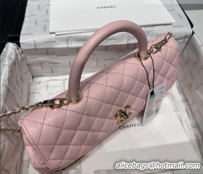 Top Quality Chanel Grained Calfskin Long Maxi Flap Bag with Top Handle AS6091 Pink 2026