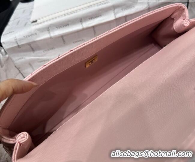 Top Quality Chanel Grained Calfskin Long Maxi Flap Bag with Top Handle AS6091 Pink 2026