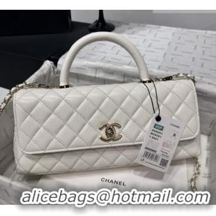 Inexpensive Chanel Grained Calfskin Long Maxi Flap Bag with Top Handle AS6091 White 2026