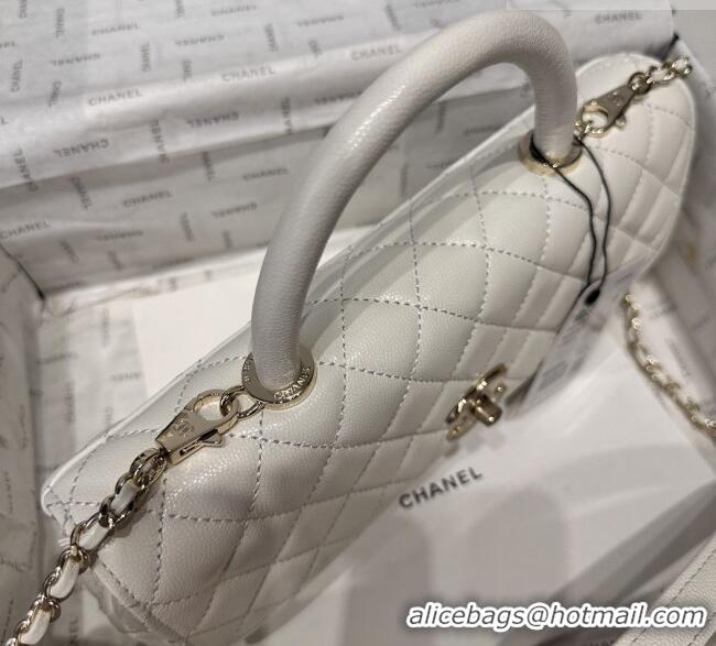 Inexpensive Chanel Grained Calfskin Long Maxi Flap Bag with Top Handle AS6091 White 2026