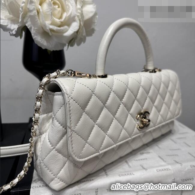 Inexpensive Chanel Grained Calfskin Long Maxi Flap Bag with Top Handle AS6091 White 2026
