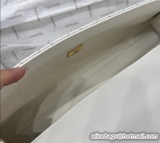 Inexpensive Chanel Grained Calfskin Long Maxi Flap Bag with Top Handle AS6091 White 2026