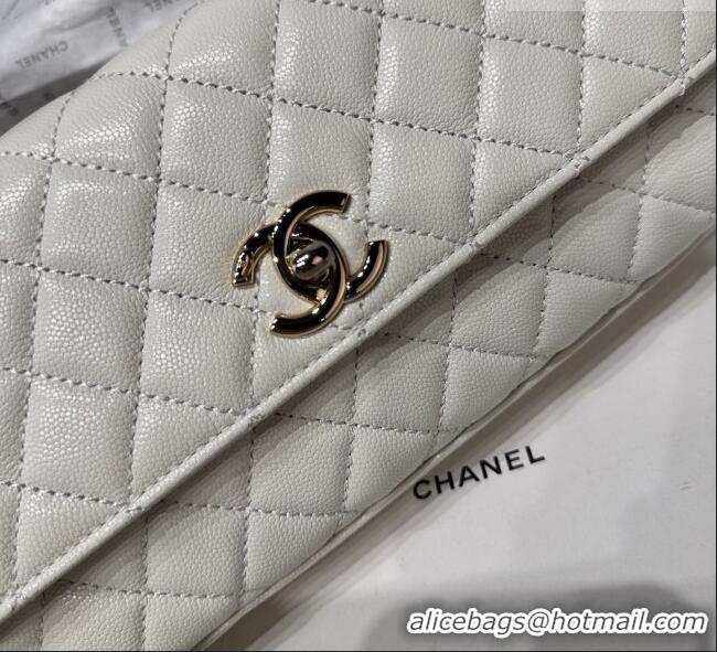 Inexpensive Chanel Grained Calfskin Long Maxi Flap Bag with Top Handle AS6091 White 2026