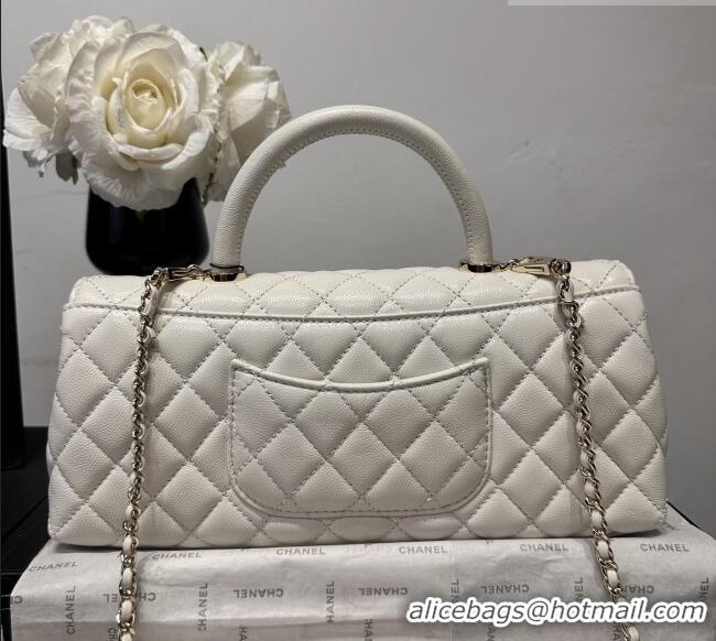 Inexpensive Chanel Grained Calfskin Long Maxi Flap Bag with Top Handle AS6091 White 2026