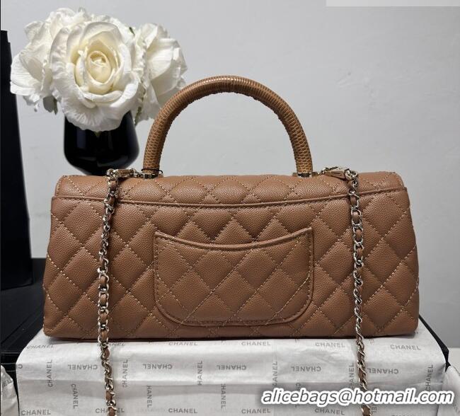 Top Design Chanel Grained Calfskin Long Maxi Flap Bag with Top Handle AS6091 Caramel 2026