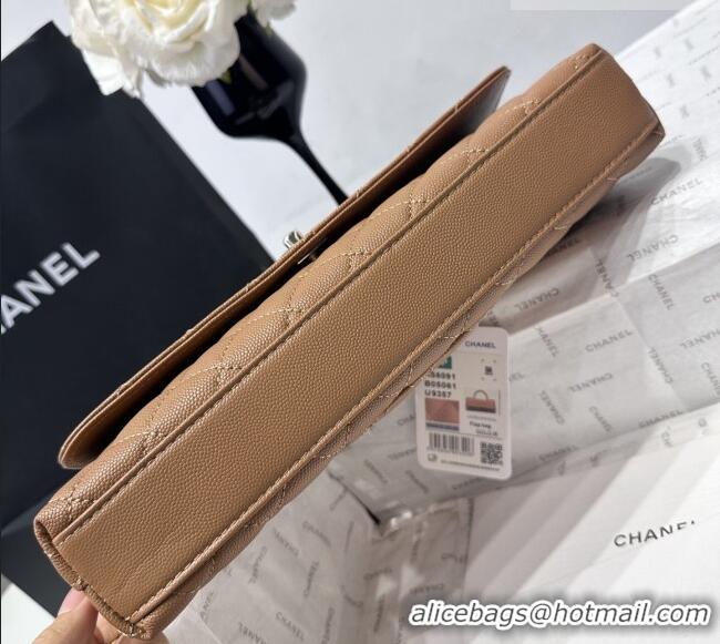 Top Design Chanel Grained Calfskin Long Maxi Flap Bag with Top Handle AS6091 Caramel 2026