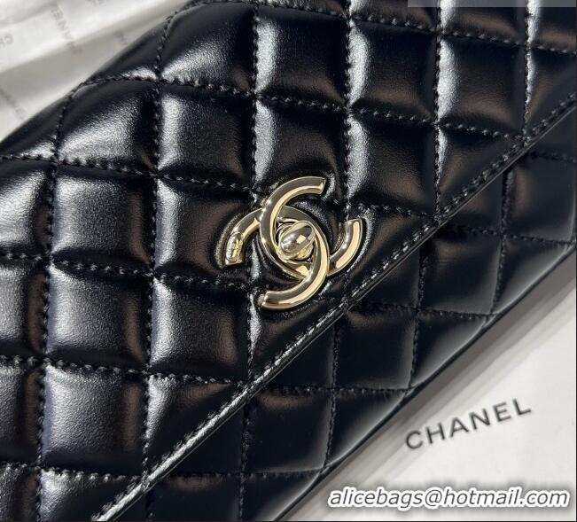 Modern Classic Chanel Waxy Calfskin Long Maxi Flap Bag with Top Handle AS6091 Black 2026