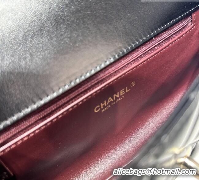 Modern Classic Chanel Waxy Calfskin Long Maxi Flap Bag with Top Handle AS6091 Black 2026