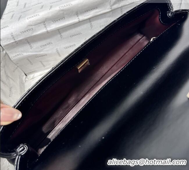 Modern Classic Chanel Waxy Calfskin Long Maxi Flap Bag with Top Handle AS6091 Black 2026