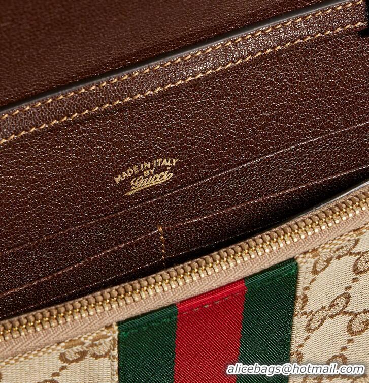Buy New Cheap Gucci Horsebit Web Wallet With Strap 867120 Brown/Gold