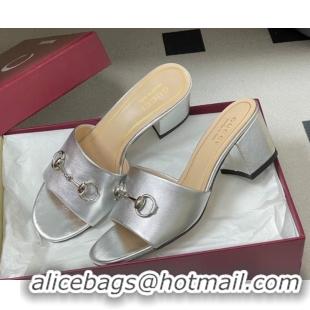 Perfect Gucci calfskin leather heel slides sandal 5 125px with horsebit silver