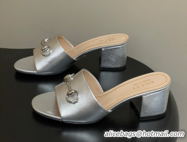 Perfect Gucci calfskin leather heel slides sandal 5 125px with horsebit silver