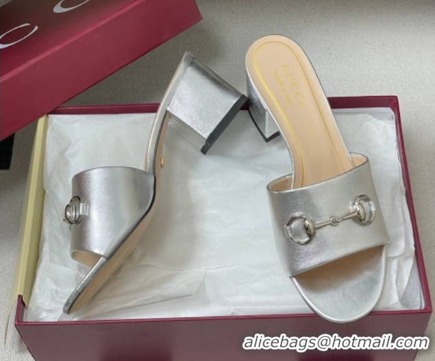 Perfect Gucci calfskin leather heel slides sandal 5 125px with horsebit silver
