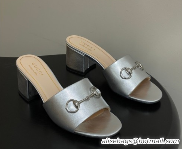 Perfect Gucci calfskin leather heel slides sandal 5 125px with horsebit silver