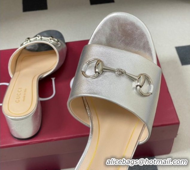 Perfect Gucci calfskin leather heel slides sandal 5 125px with horsebit silver