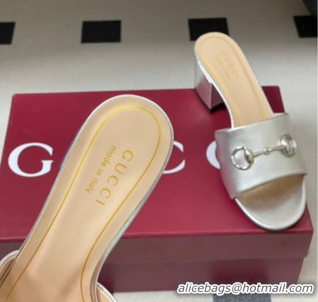 Perfect Gucci calfskin leather heel slides sandal 5 125px with horsebit silver