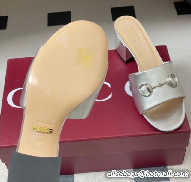 Perfect Gucci calfskin leather heel slides sandal 5 125px with horsebit silver