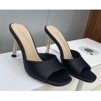 Best Grade Dior Icon Heeled Slides Sandal 8cm in Satin Black 2026 DR030204