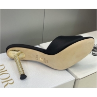 Best Grade Dior Icon Heeled Slides Sandal 8cm in Satin Black 2026 DR030204