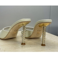 Luxurious Dior Icon Heeled Slides Sandal 8cm in Calfskin Leather White 2026 DR030204