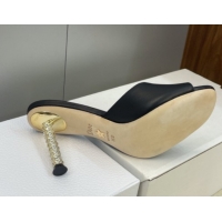 Best Price Dior Icon Heeled Slides Sandal 8cm in Calfskin Leather Black 2026 DR030204