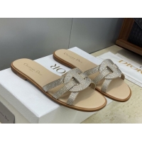 Shop Duplicate Dior D-Club Flat Slides Sandal in Suede and Strass Beige 2026 0302087