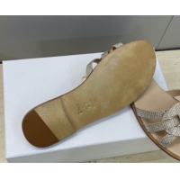Shop Duplicate Dior D-Club Flat Slides Sandal in Suede and Strass Beige 2026 0302087