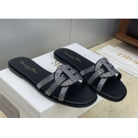 Discount Dior D-Club Flat Slides Sandal in Suede and Strass Black 2026 0302088