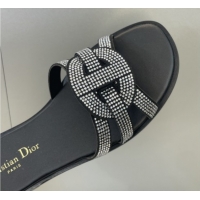 Discount Dior D-Club Flat Slides Sandal in Suede and Strass Black 2026 0302088
