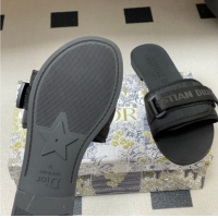 Classic Hot Dior Dio(r)evolution Flat Slides Sandal in Technical Fabric with Strap Oblique/Black 2026 0302093