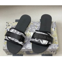 Perfect Dior Dio(r)evolution Flat Slides Sandal in Technical Fabric with Strap Black/White 2 2026 0302095