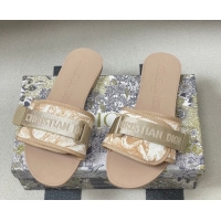 Good Quality Dior Dio(r)evolution Flat Slides Sandal in Technical Fabric with Strap Beige 2026 0302097