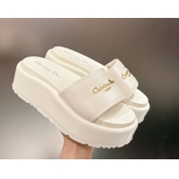 Charming Dior D-Lane Platform Slides Sandal in Padded Lambskin Leather White 2026 0302099