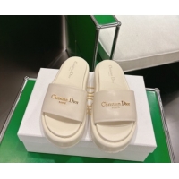 Charming Dior D-Lane Platform Slides Sandal in Padded Lambskin Leather White 2026 0302099