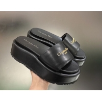 Popular Style Dior D-Lane Platform Slides Sandal in Padded Lambskin Leather Black 2026 0302100