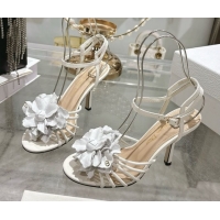 Unique Style Dior Leather Flower Heel Sandals 7.5cm White 2026 DR030205