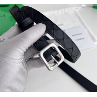 Famous Brand Bottega Veneta Women's Contour Belt 2cm BV111710 Black/Silver 2025