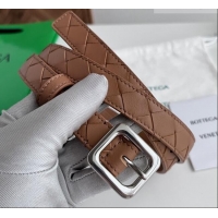 Classic Grade Bottega Veneta Women's Contour Belt 2cm BV111712 Brown/Silver 2025