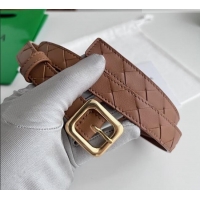 Fashion Show Collections Bottega Veneta Women's Contour Belt 2cm BV111713 Brown/Gold 2025