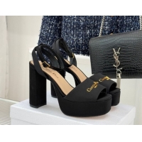 Sumptuous Dior D-Lane Platform Sandals 8cm in Satin Black 2026 DR030206