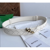 Best Price Bottega Veneta Andiamo Belt in Intreccio Leather BV111715 White 2025