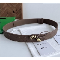 Top Quality Bottega Veneta Andiamo Belt in Intreccio Leather BV111716 Brown 2025