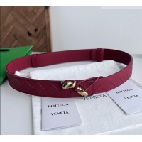 Shop Inexpensive Bottega Veneta Andiamo Belt in Intreccio Leather BV111717 Deep Red 2025